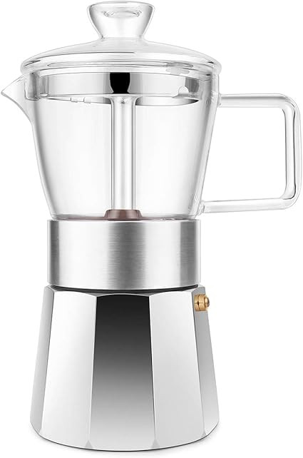 GEESTA Premium Crystal Glass-Top Stovetop Espresso Moka Pot - 6 cup - Coffee Maker, 240ml/8.5oz/6... | Amazon (US)