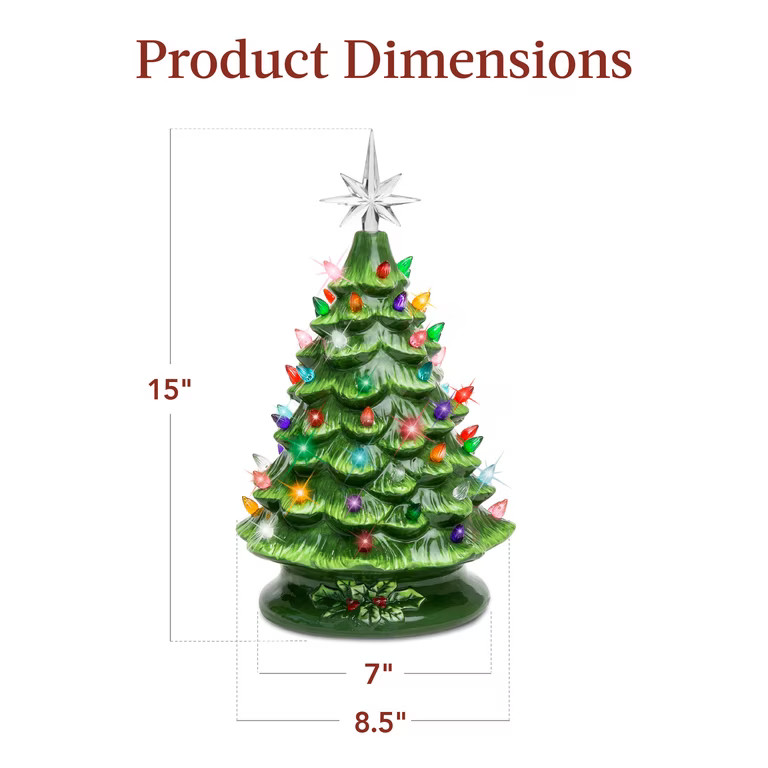 Best Choice Products Ceramic Christmas Tree, Pre-lit Hand-Painted Tabletop Holiday Tree - Green w... | Walmart (US)