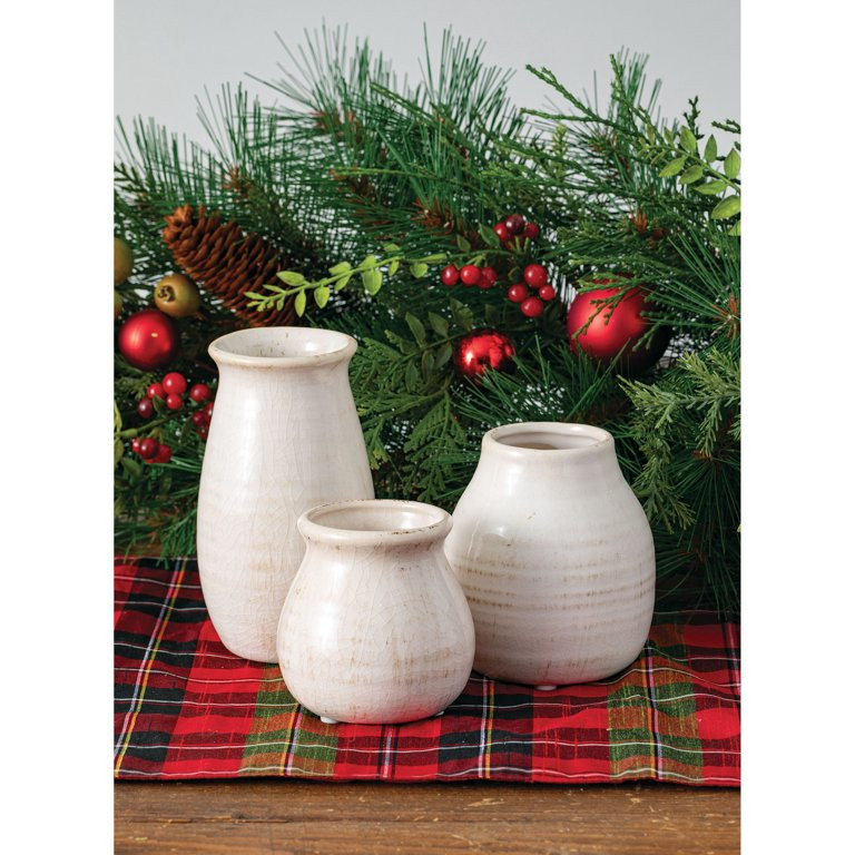 Sullivans Set of 3 Petite Distressed White Ceramic Vases 3"H, 4.5"H & 5.5"H | Walmart (US)