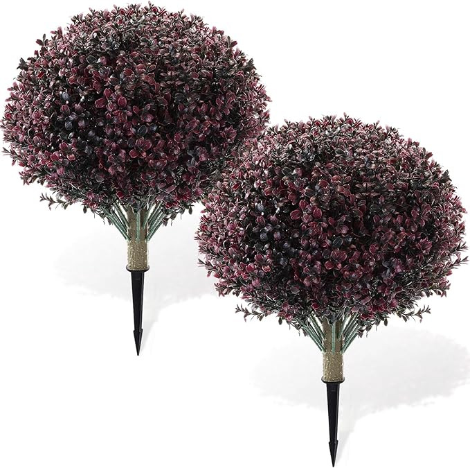 Yunlly 2 Pack 18" Artificial Boxwood Ball Bush Topiary Trees Fake Outdoor Plants, Realistic UV Re... | Amazon (US)