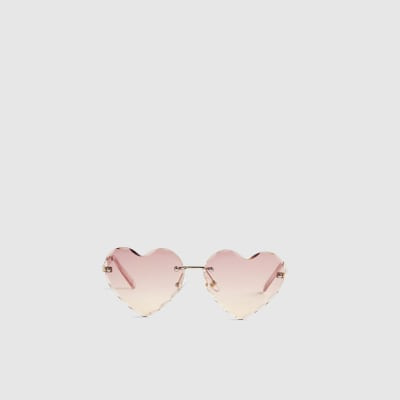 Girls Pink Rimless Heart Sunglasses | River Island UK & IE