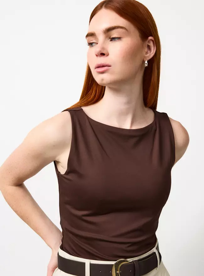 Buy Brown Boat Neck Tank Top 26 | Tops | Tu | Tu Clothing