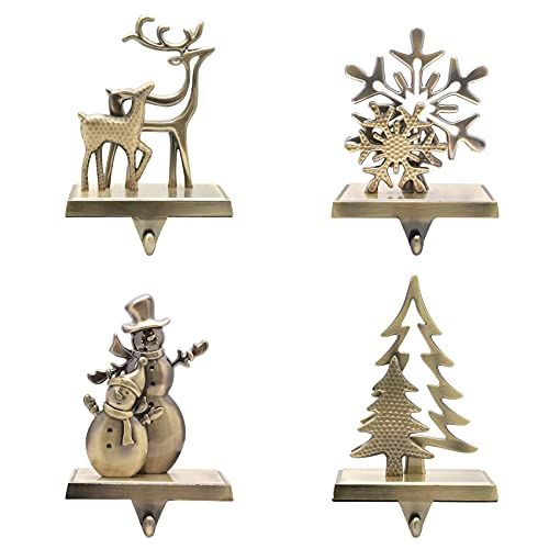 4 Pcs Set Christmas Stocking Holder Antique Bronze Color - Mantle Clip Stocking Holder - Christmas S | Amazon (US)