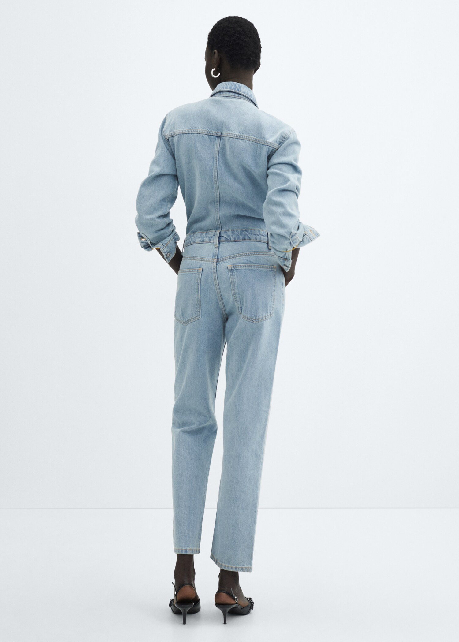 Denim jumpsuit with buttons - Woman | MANGO USA | MANGO (US)