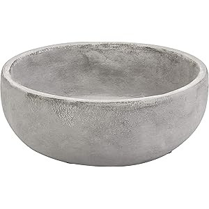 MyGift 8 Inch Decorative Minimalist Round Gray Cement Succulent Planter Bowl with Drainage Hole | Amazon (US)