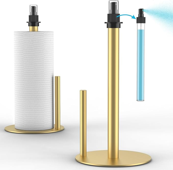 Paper Towel Holder with Spray Bottle, Countertop Paper Towels Dispenser Stand with Sprayer Inside... | Amazon (US)