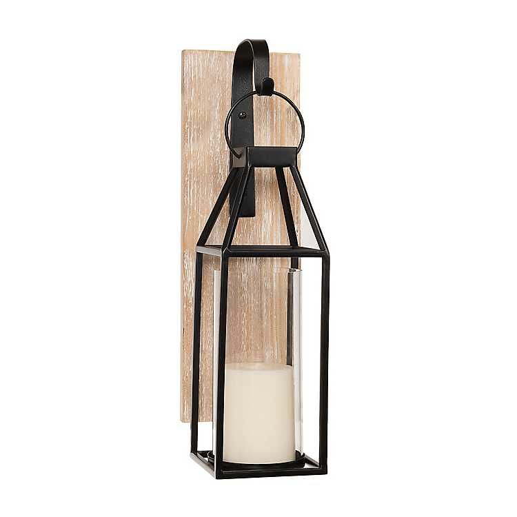 Wood and Metal Hanging Lantern Sconce | Kirkland's Home