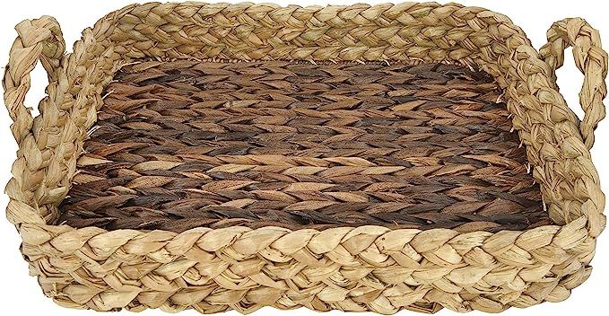Bloomingville Decorative 22" L Handwoven Seagrass Tray with Handles Basket, Brown | Amazon (US)
