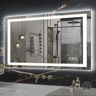 36 in. W x 24 in. H Frameless Rectangular Wall Anti-Fog LED Light Bathroom Vanity Mirror with Bac... | The Home Depot