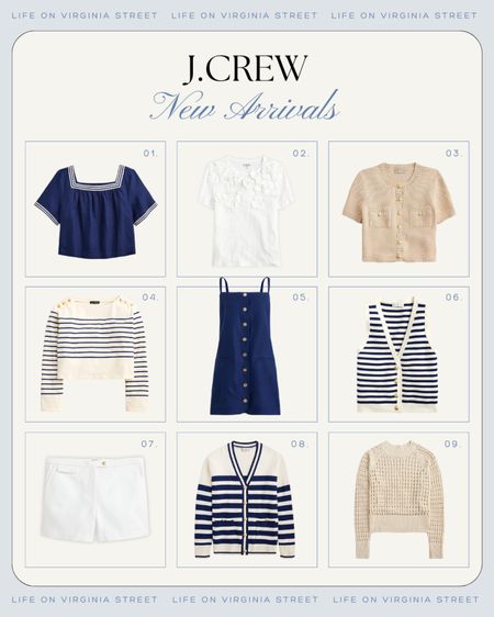 Loving all of the nautical sailor vibes in these new arrivals at J Cree! So many cute pieces including a square neck sailor top, beach sweater, striped vest with gold buttons, white shirts, white tee with floral appliqué, pointelle sweater, sleeveless shift dress, striped cashmere cardigan sweater and more!
.
#ltkfindsunder100 #ltkfindsunder50 #ltksalealert #ltkseasonal #ltkover40 #ltkmidsize coastal outfits, coastal grandmother clothes 

#LTKSeasonal #LTKFindsUnder100 #LTKOver40