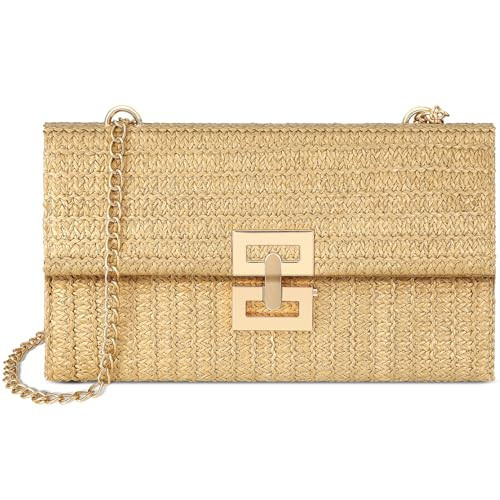 Loiyadn Straw Purse - Beach Bags for Women Summer, Woven Clutch Purses for Women Crossbody Shoulder Handbag | Amazon (US)