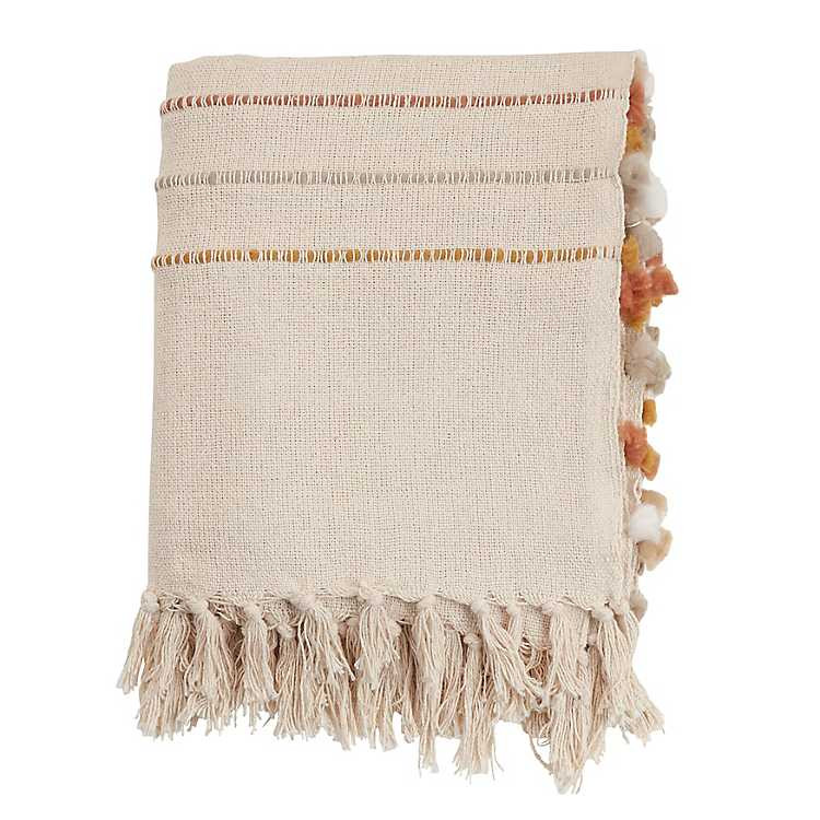 Cream and Orange Striped Throw Blanket | Kirkland's Home