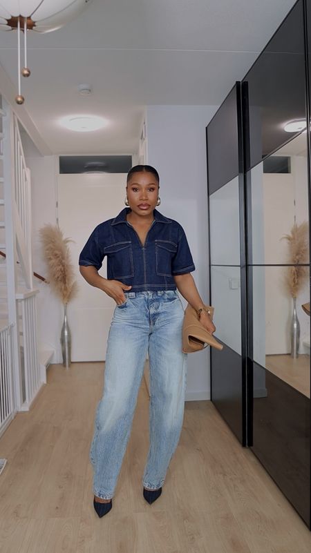 Denim jacket is from Zara. Here’s the code - 6164/070 
Shoe is Zara code 3246/210
Jeans is from Bershka and is linked. I’m wearing size 36 (it runs a bit big)
Bag is Mango and is linked

#LTKworkwear #LTKstyletip #LTKfindsunder100