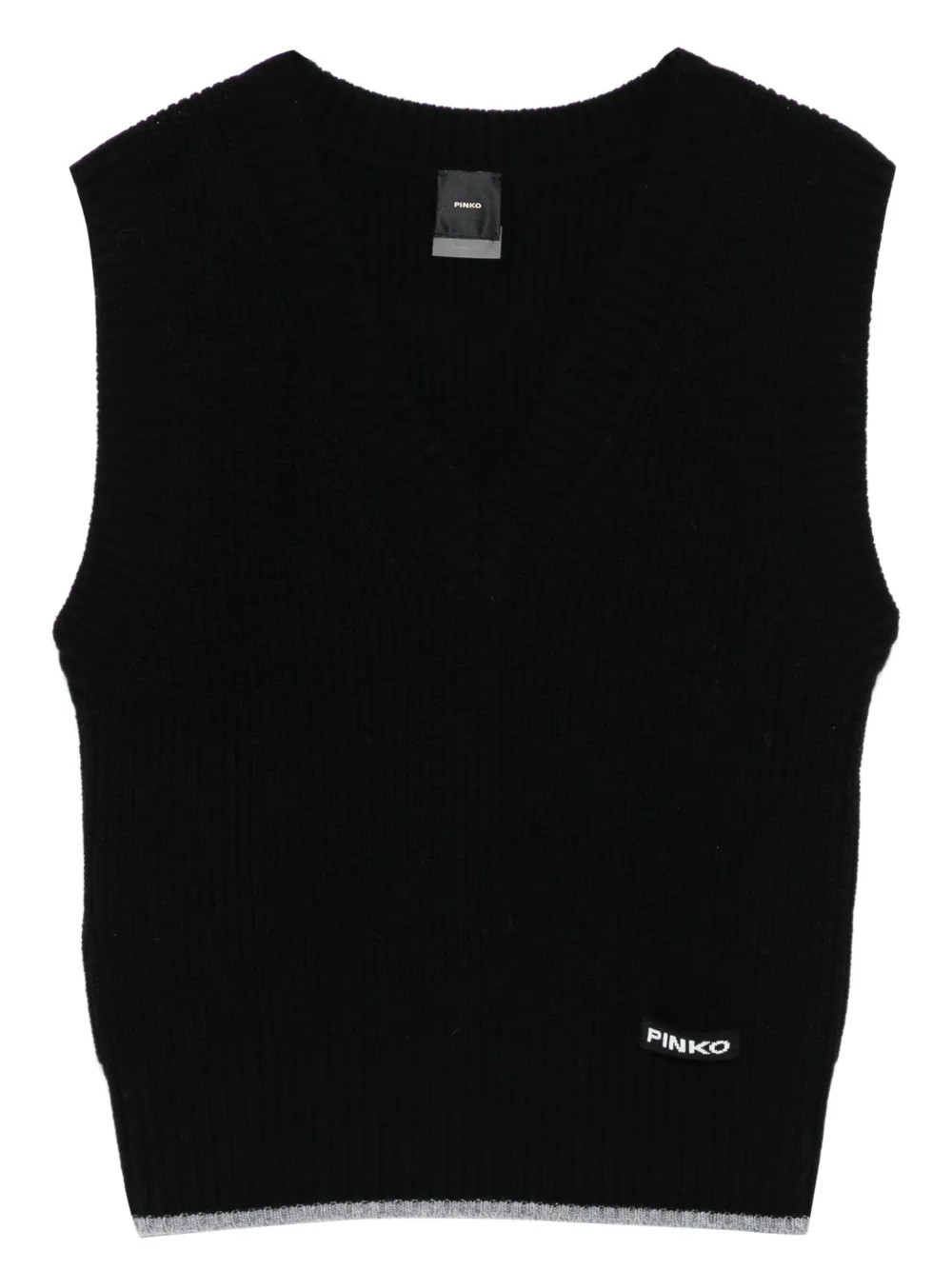 PINKO V-neck knitted vest - Black | Farfetch Global