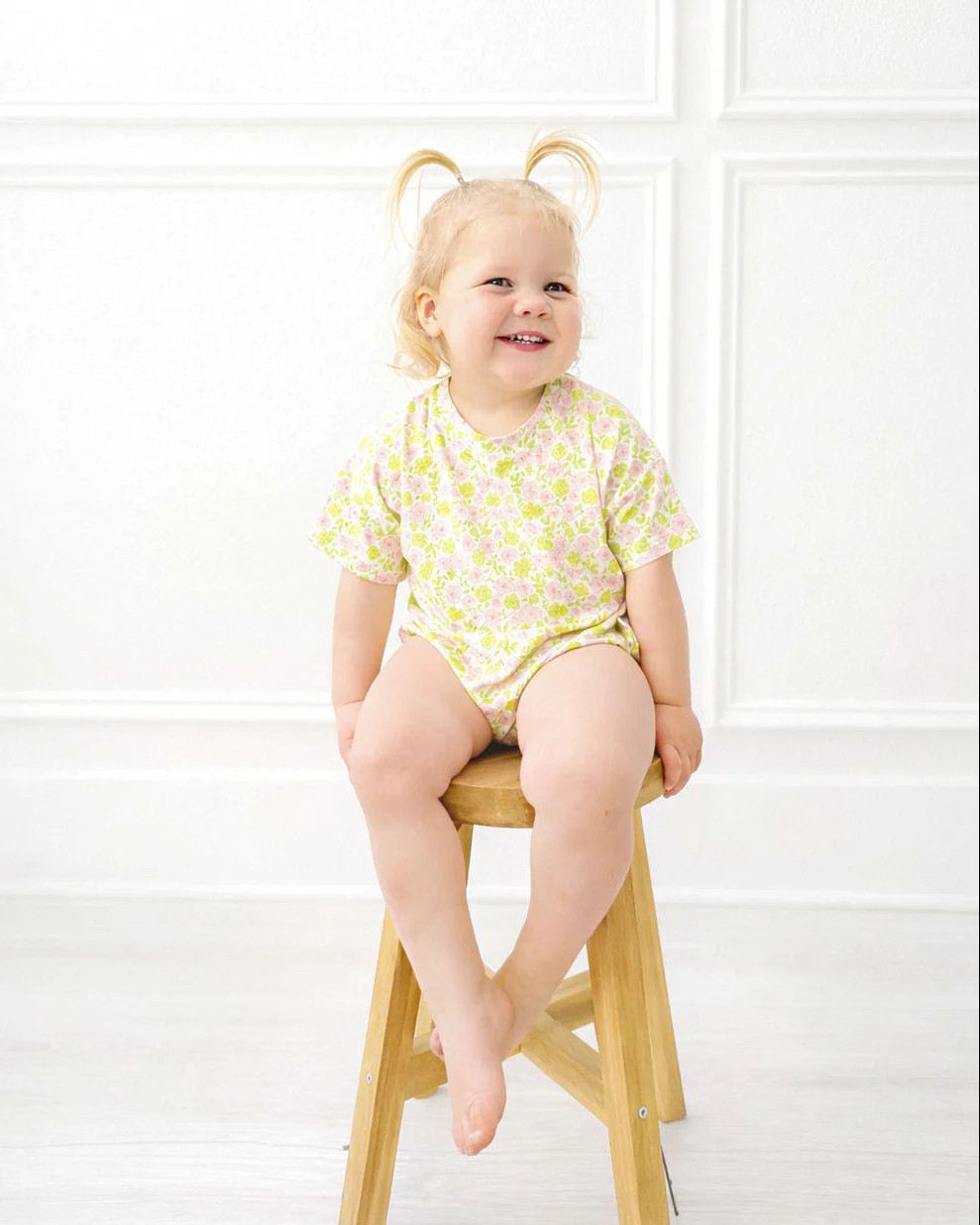 Pink and Green Floral T-Shirt Bubble | Poppy Kids Co