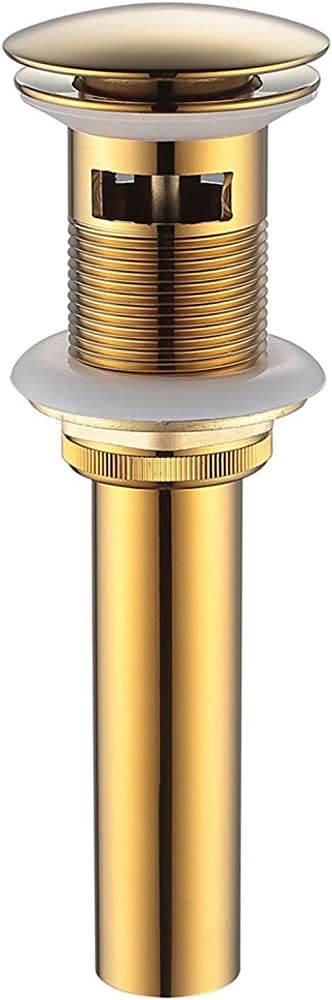 Vanity Vessel Sink Drain, Angle Simple Brass Pop Up Drain Stopper with Overflow Bathroom Sink Dra... | Amazon (US)