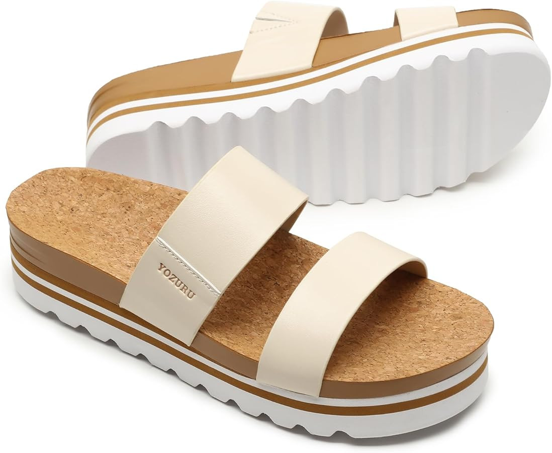 Yozuru Womens Platform Sandals with Arch Support Slip on Slides Comfortable Summer Beach Sandals ... | Amazon (US)