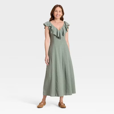 Women's Ruffle Sleeve Maxi A-Line Dress - Universal Thread™ | Target
