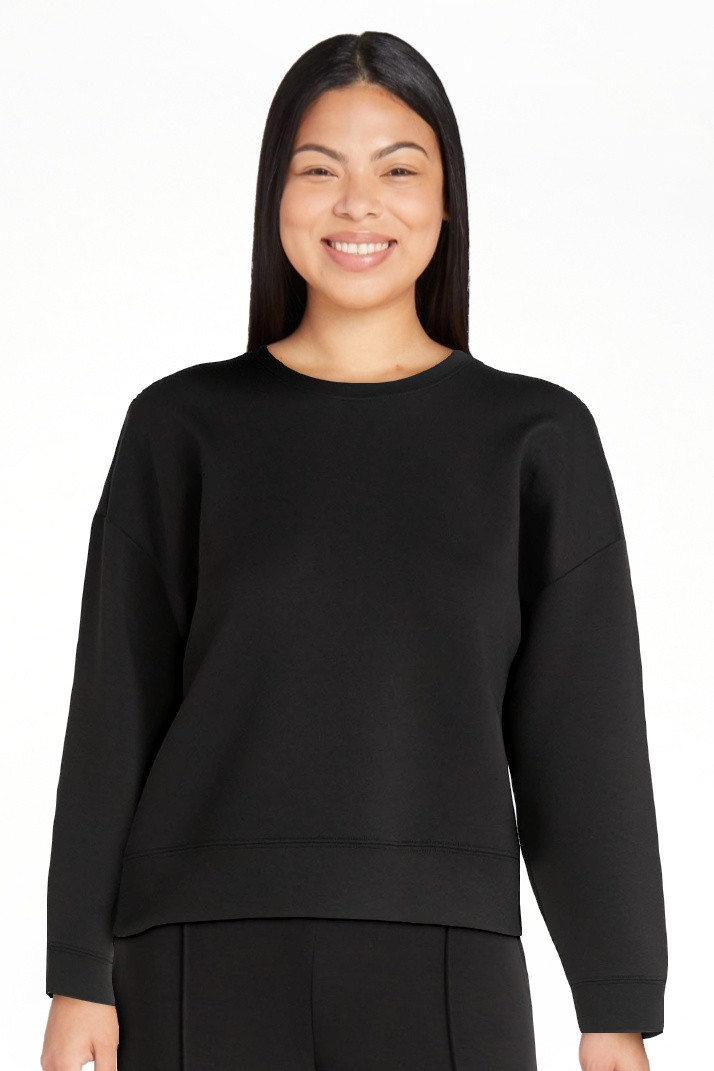 Scoop Women's and Women's Plus New Scubaknit Cropped Sweatshirt with Drop Sleeves, Sizes XS-4X | Walmart (US)