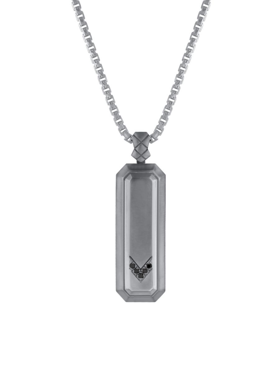 Guard Of Men Black Sterling Silver & 0.04 TCW Diamond Pendant Necklace | Saks Fifth Avenue