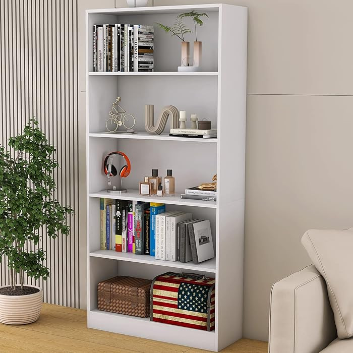 Bookshelves and Bookcases Floor Standing Tall Bookcase 5 Tier Display Storage Shelves Tall Bookca... | Amazon (US)