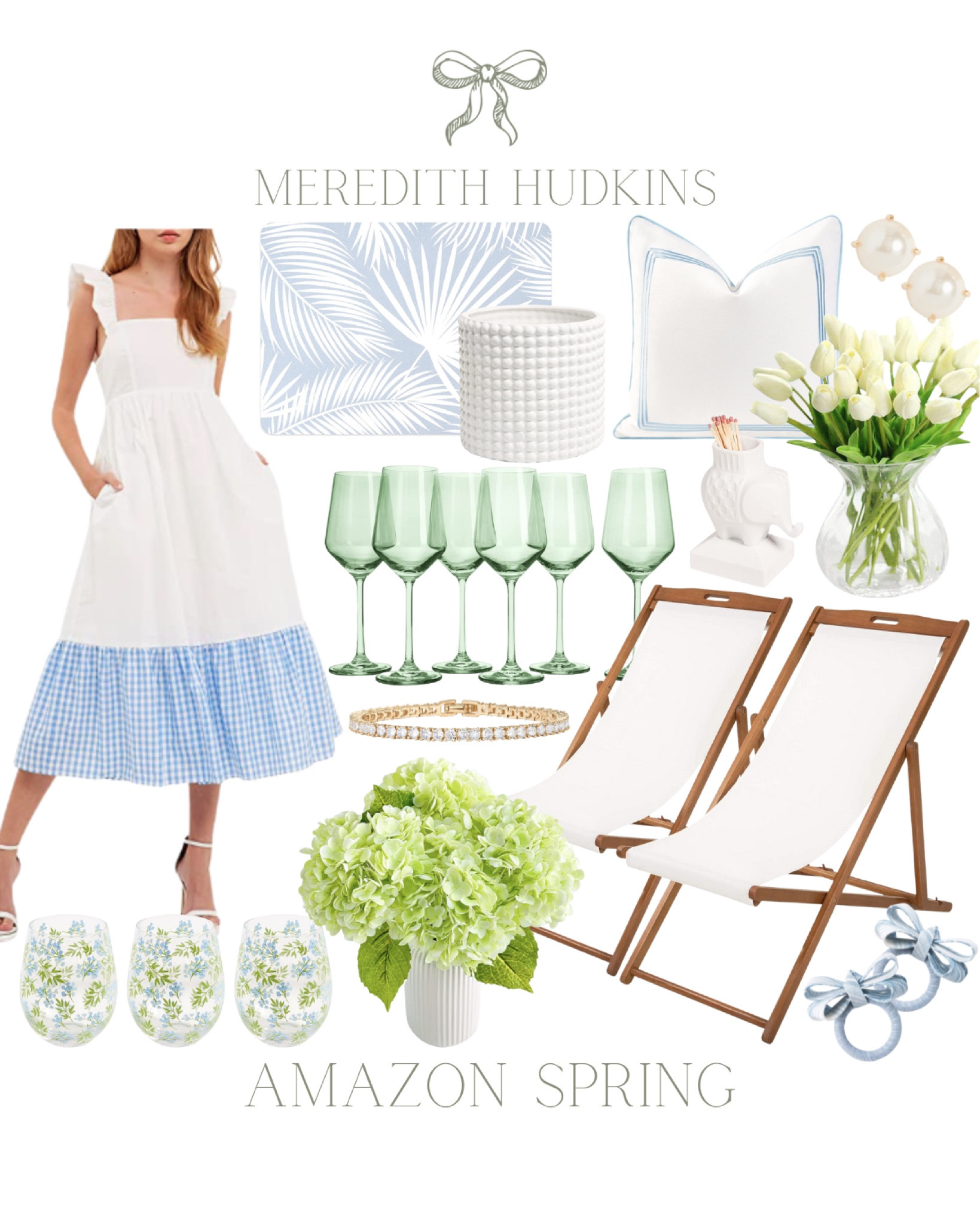 English factory, spring fashion, women’s fashion, summer, spring decor, tennis bracelet, pearl earrings, jewelry, coastal, Hamptons, blue and white home, outdoor pillow cover, planter, twos company wine glass, match strike, wine glasses, beach chair, patio, outdoor furniture, placemats, midi dress, faux florals, preppy, classic, timeless, grand millennial, Amazon

#LTKunder100 #LTKhome #LTKSeasonal