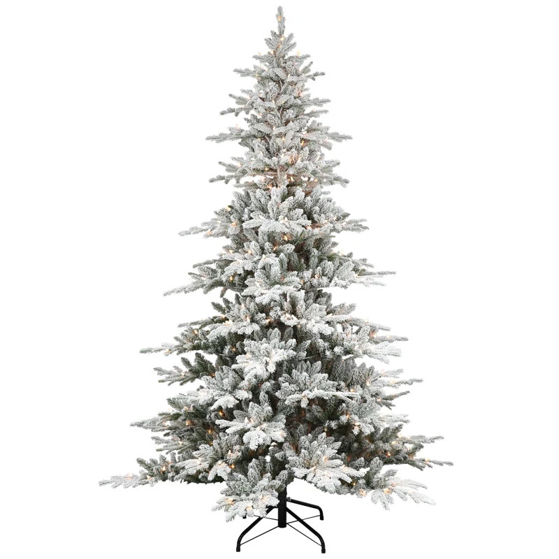 The Holiday Aisle® 7'6" H Green Realistic Artificial Pine Frosted Christmas Tree with 500 Lights... | Wayfair North America