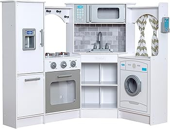 Amazon Basics Kids Upright Wooden Kitchen Toy Playset with S... | Amazon (US)