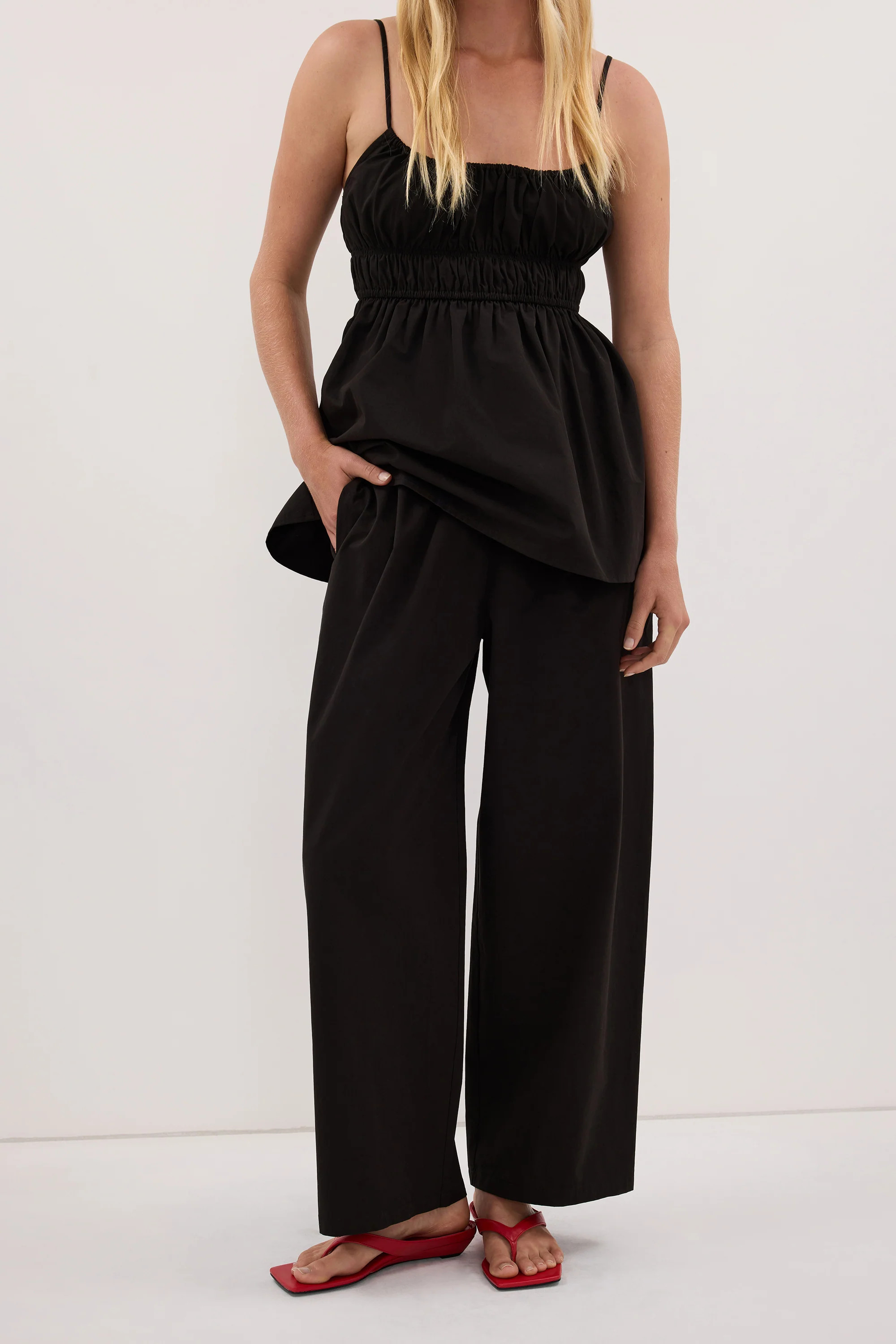 ZAHARA BLACK POPLIN PANT | DISSH