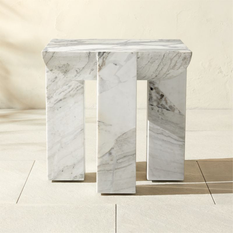 Marlo Square Marble Indoor/Outdoor Side Table | CB2 | CB2
