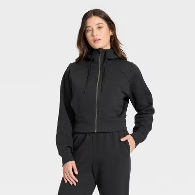 Women's Active Comfort Full Zip Sweatshirt - All In Motion™ Black L | Target
