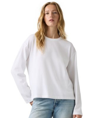 Levi's Women's Vintage Long-Sleeve T-Shirt - Wednesday Stripe Egret | Macy's