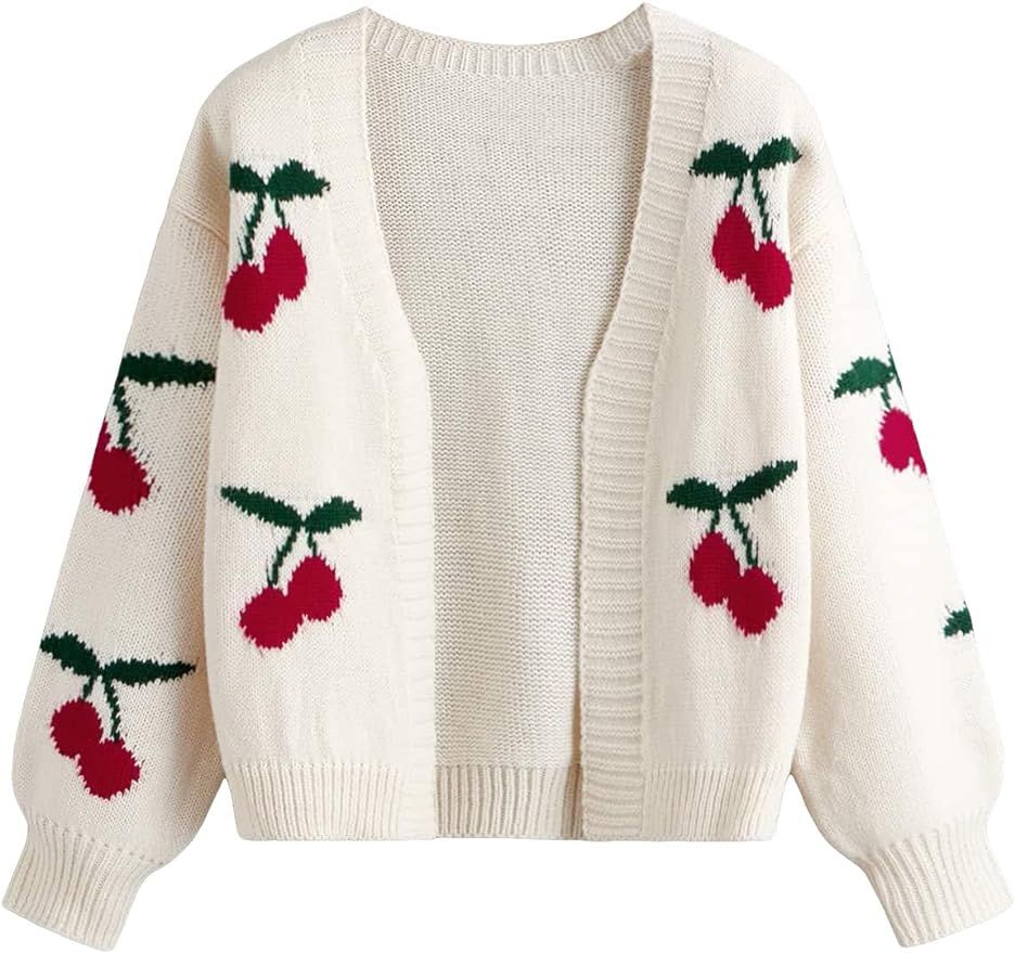 Verdusa Girl's Long Sleeve Drop Shoulder Knit Button Up Cardigan Sweater | Amazon (US)