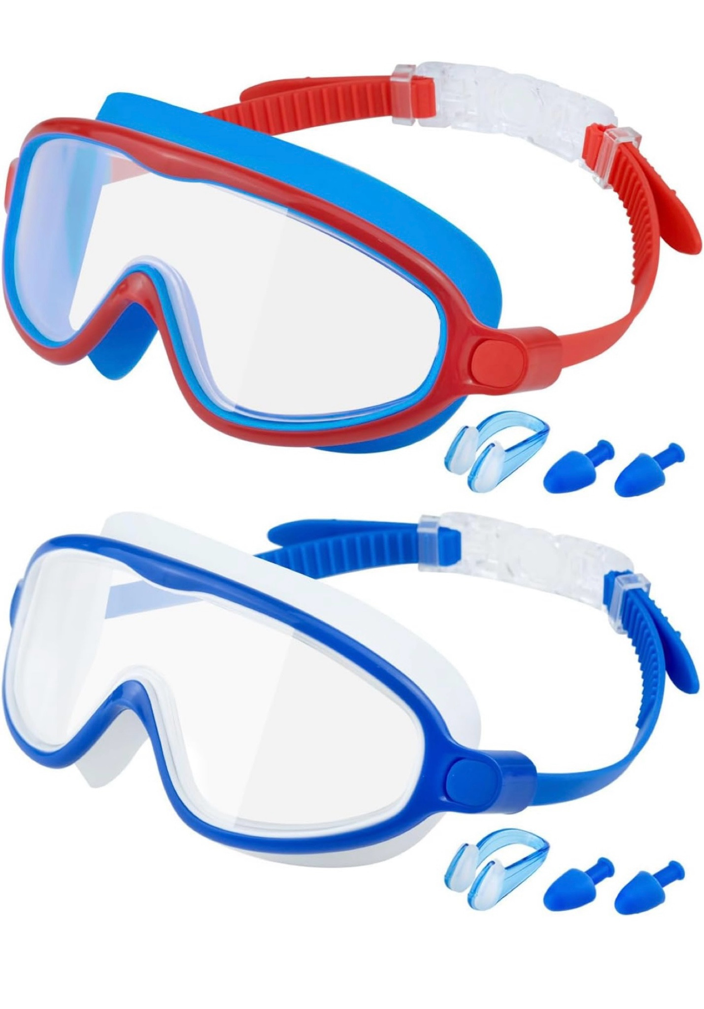 Rantizon Swim Goggles 2 Pack, Wide View Anti Fog&UV Swimming Goggles for Audlt, No Leaking Pool Accessories for Men Women Kid
