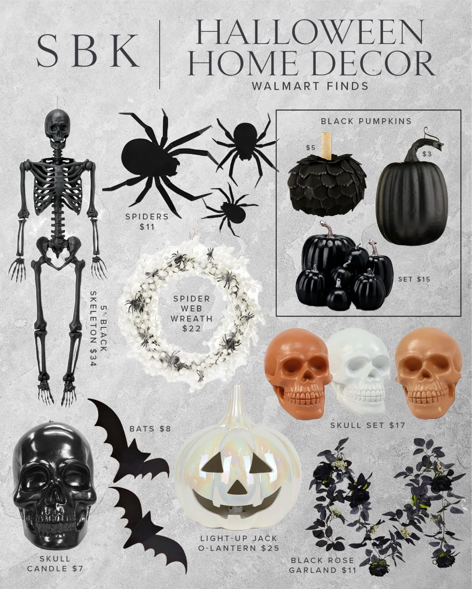 HALLOWEEN \ My favorite decor selects from Walmart home!

Pumpkins
Bat
Skeleton 

#LTKHalloween #LTKfindsunder50 #LTKhome
