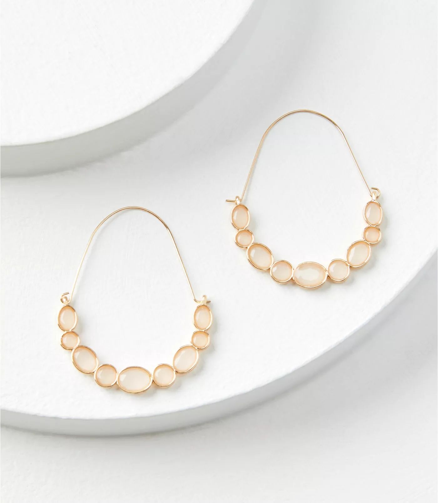 Gem Crescent Hoop Earrings | LOFT