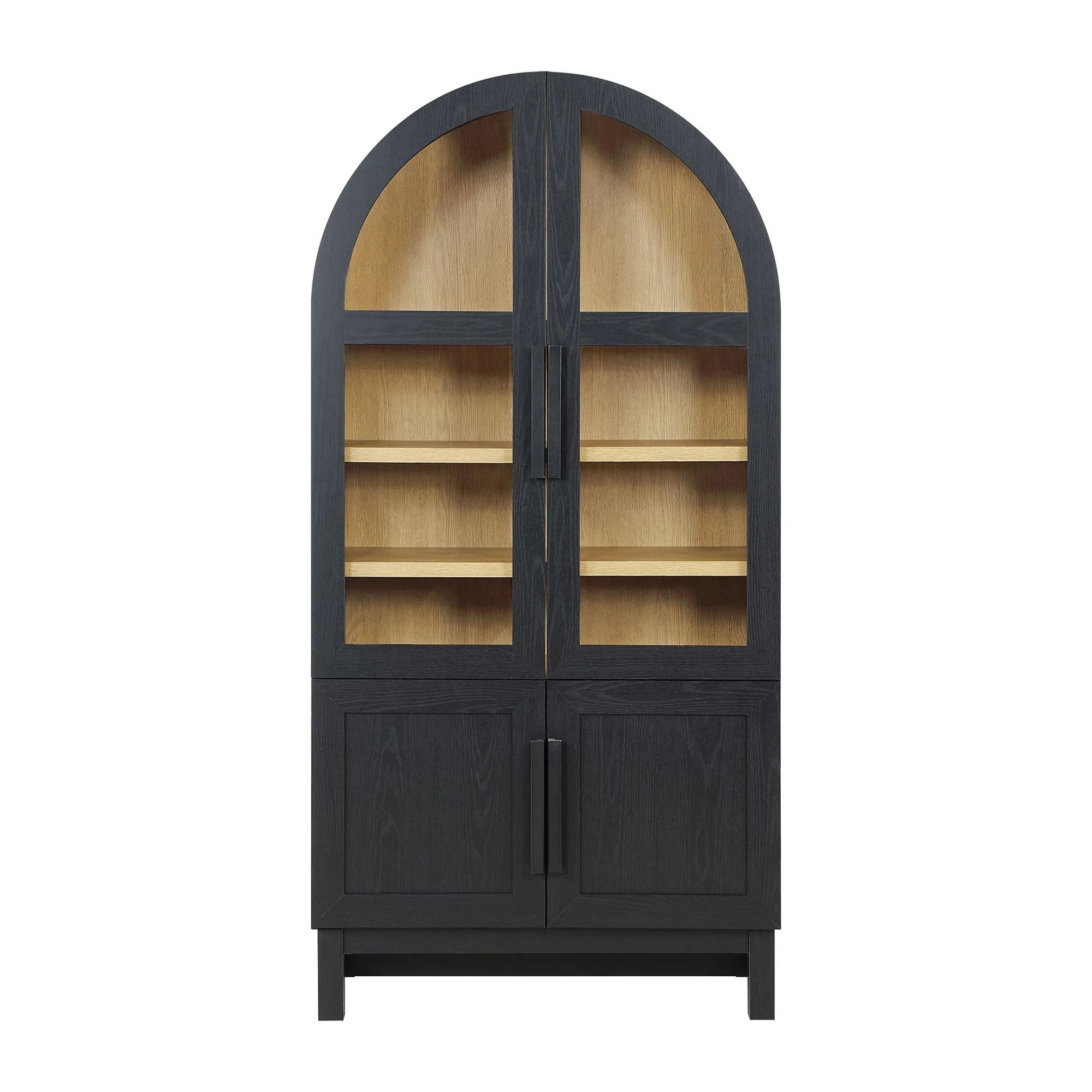 Better Homes & Gardens Juliet Kitchen Rounded Solid Wood Frame Arc Cabinet, Black Finish - Walmar... | Walmart (US)