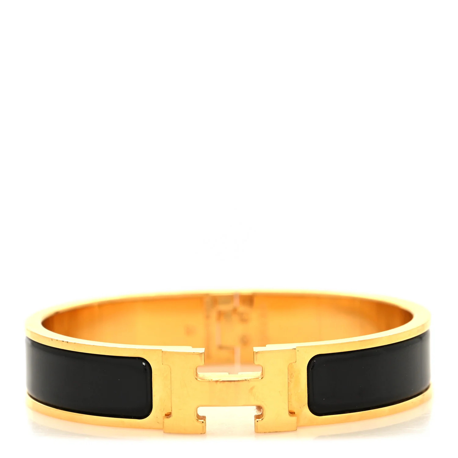 Enamel Narrow Clic Clac H Bracelet PM Black | FASHIONPHILE (US)