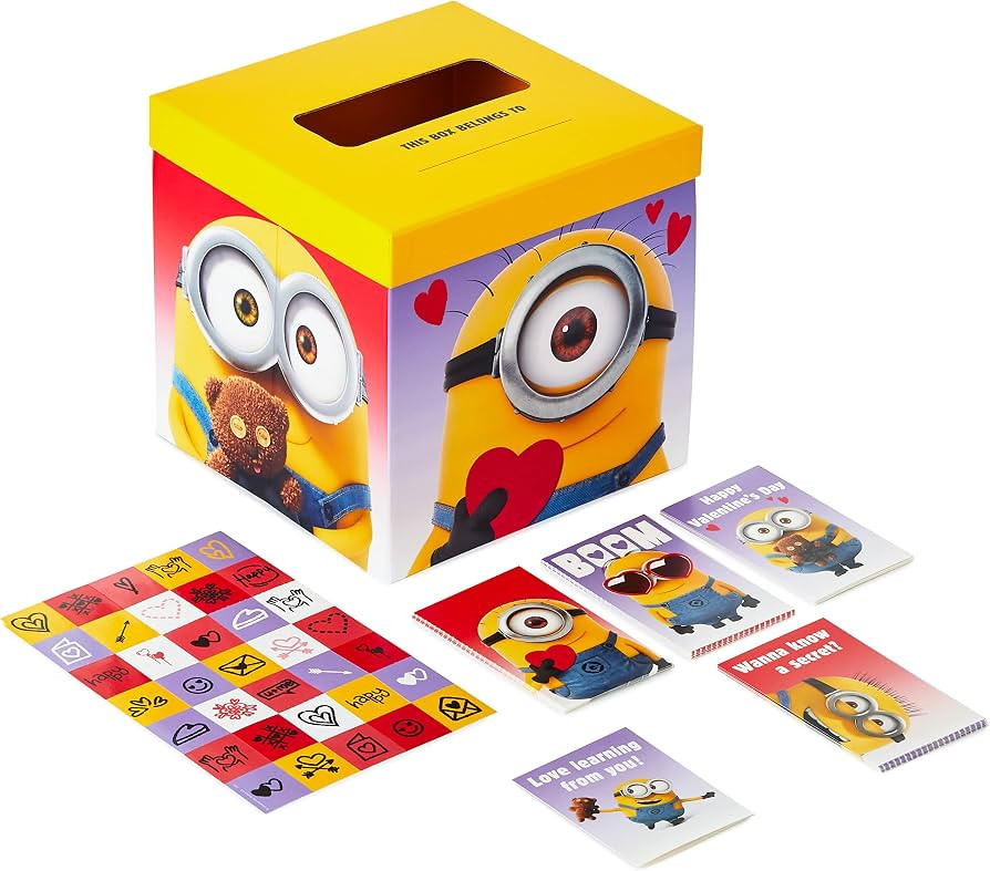 Hallmark Valentines Day Cards for Kids and Mailbox for Classroom Exchange, Minions (1 Box, 32 Val... | Amazon (US)