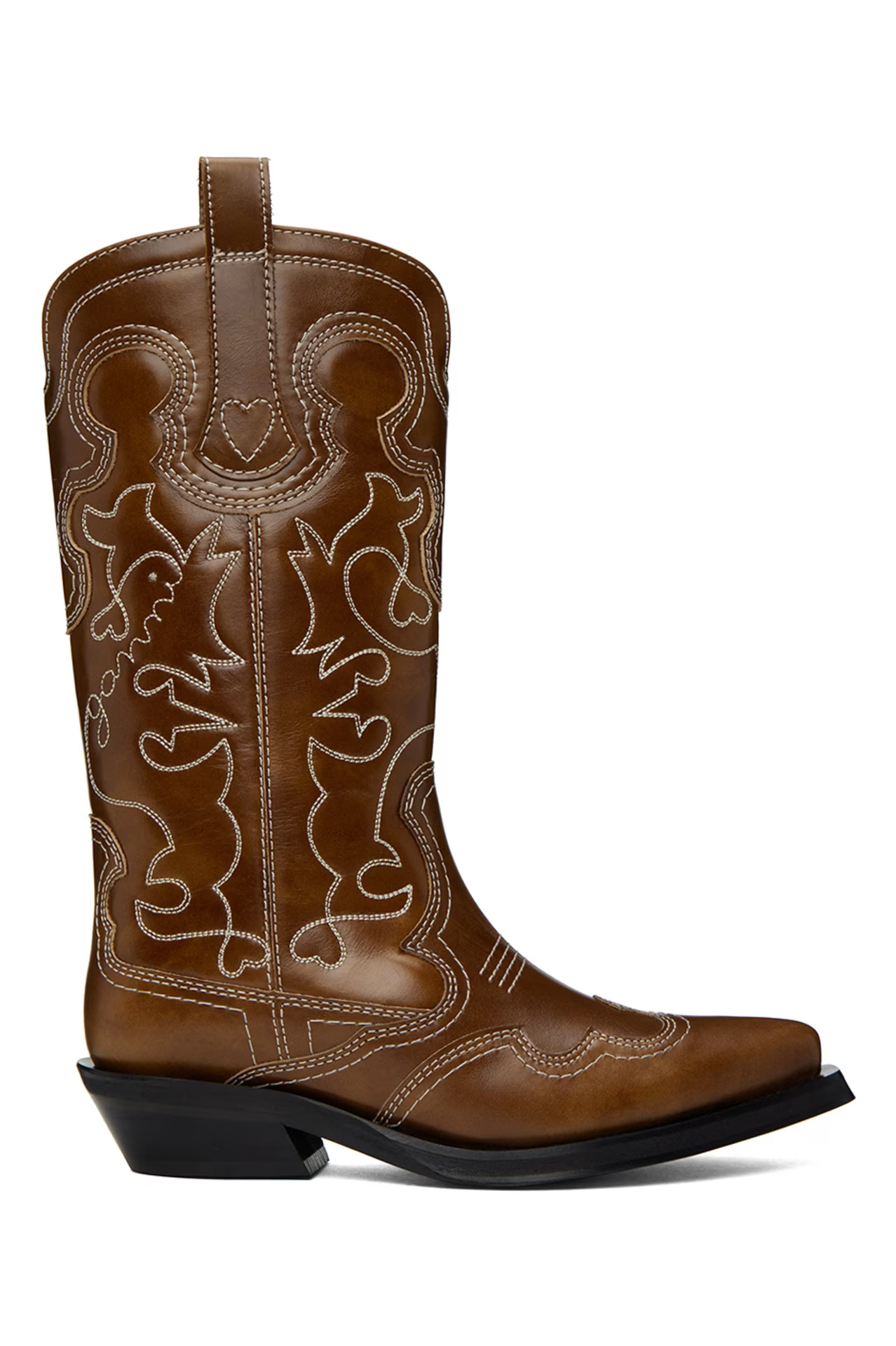 Brown Embroidered Western Boots | SSENSE