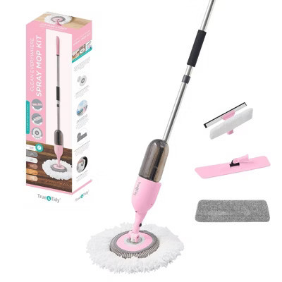 True & Tidy Spray-360 Clean Everywhere Spray Mop Kit - Pink | Target