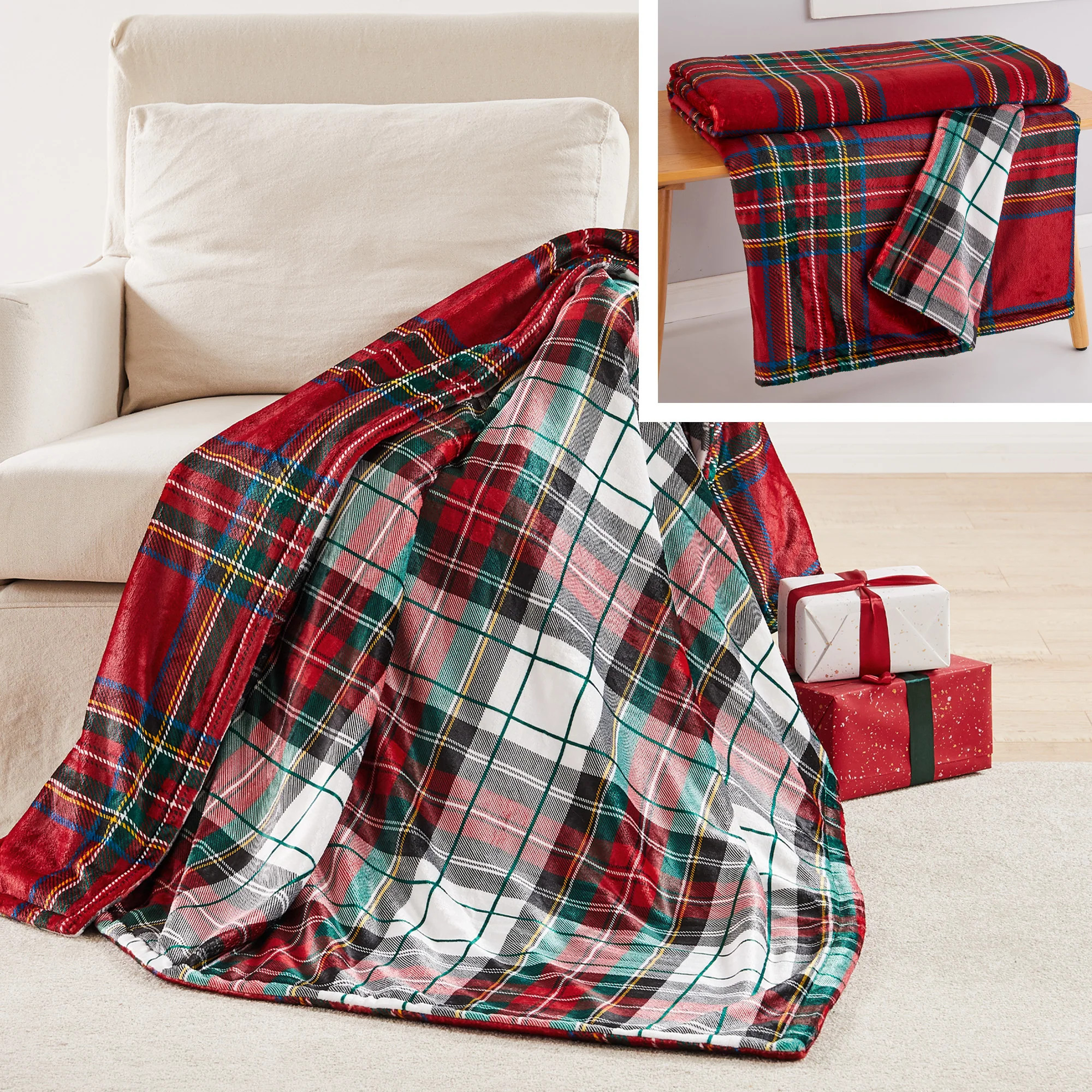 Spencer Plaid Reverse Blanket - Quilt Print | Levtex Home