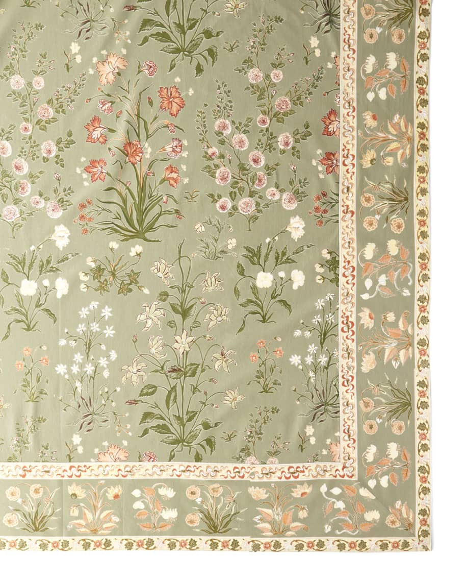 Handprint Garden Sage Tablecloth, 60" x 90" | Neiman Marcus