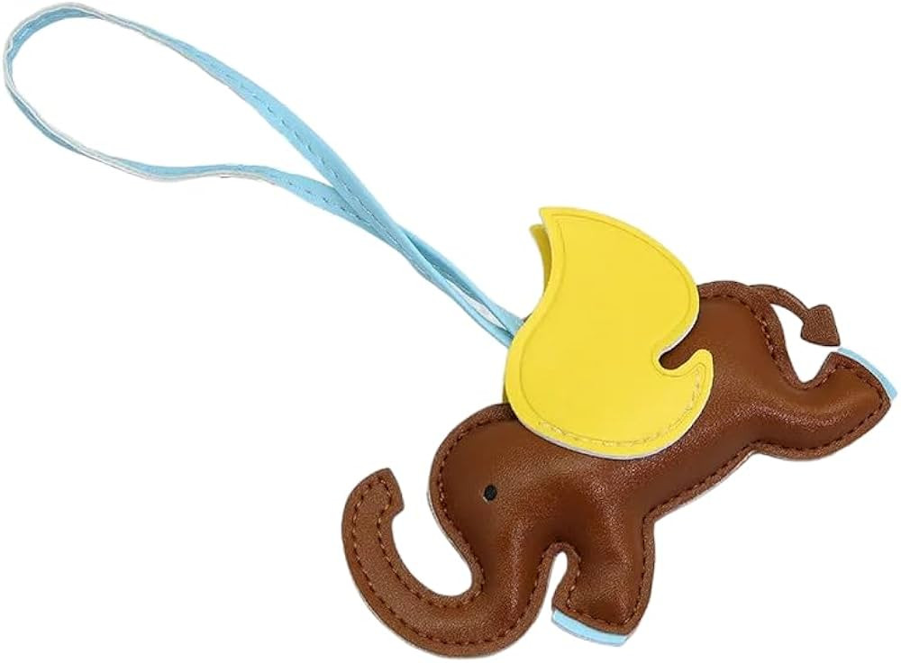 Elephant with Wings Leather Keychain Charm (BROWN) | Amazon (US)