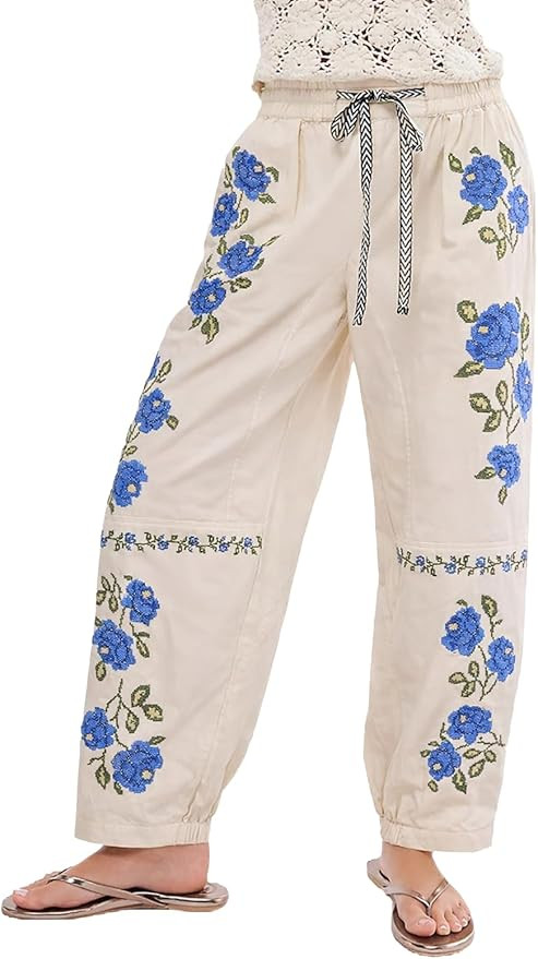 Kedera Mid Rise Barrel Jeans for Women Embroidered Wide Leg Denim Pants Boyfriend Baggy Jeans wit... | Amazon (US)