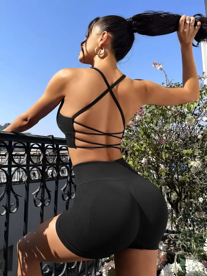 Yoga Sxy Sport Sets mit Kreuzgurt Rücken | SHEIN