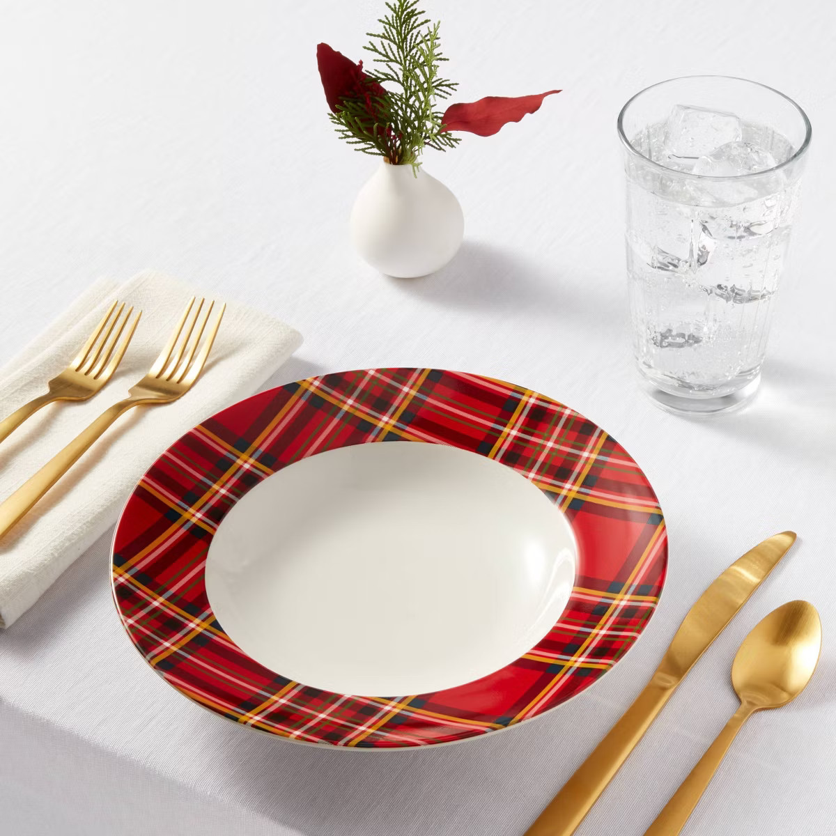 16oz 4pk Porcelain Plaid Dinner Bowls - Threshold™ | Target