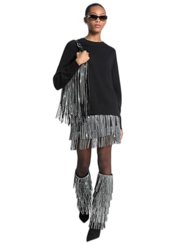 Michael Kors Women's Studded Fringe Mini Skirt, Black, 8 | Amazon (US)