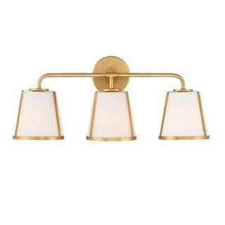 Crystorama Fulton 23.25 in. 3-Light Antique Gold Bathroom Vanity Light FUL-913-GA - The Home Depo... | The Home Depot
