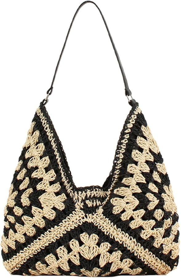 Straw Hobo Bags for Women Vintage Straw Tote Bag Summer Beach Shoulder Bag Designer Hand-woven Be... | Amazon (US)